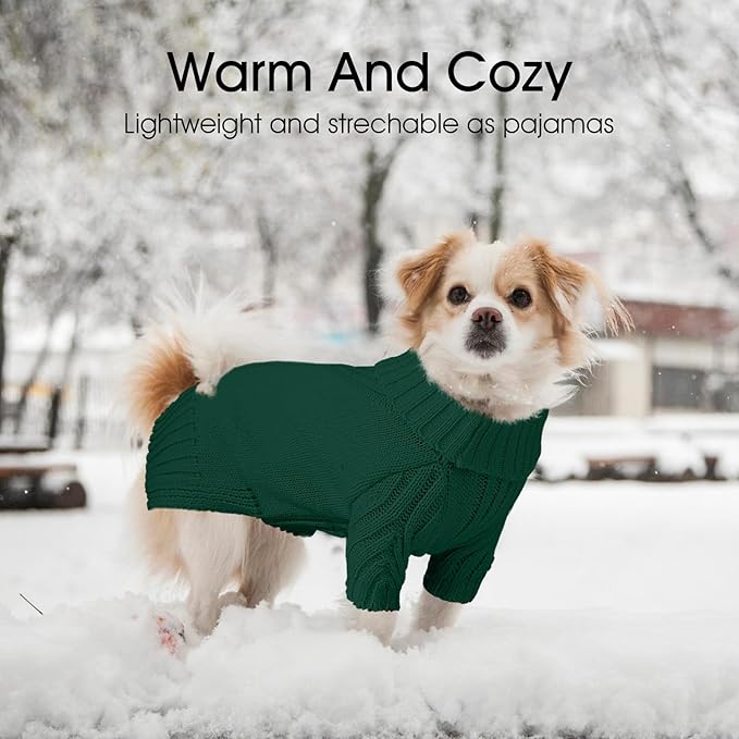 Dog Sweaters for Small Medium Large Dogs Girl, Classic Turtleneck Pet Sweater for Dogs, Thermal Doggy Winter Coat, Warm Dog Shirt Outfits, Double Knitting Collar for Outdoor Playing (XL, Dark Green)