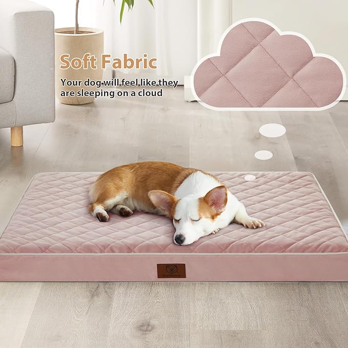 WNPETHOME Orthopedic XL Dog Bed for Crate, Waterproof Extra Large Dogs Bed with Removable Washable Cover, Multi-Needle Quilting Dogs Crate Bed