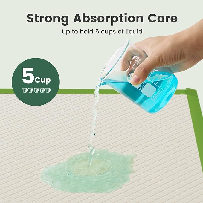 Gardner Pet Dog Pee Pads Rugular 22"x22", Thicker ECO Green Small Disposable Puppy Training Pads Super Absorbent Full Edge-Wrapping Pad for Dogs, Puppies, Doggies, Cats-(20 Count)