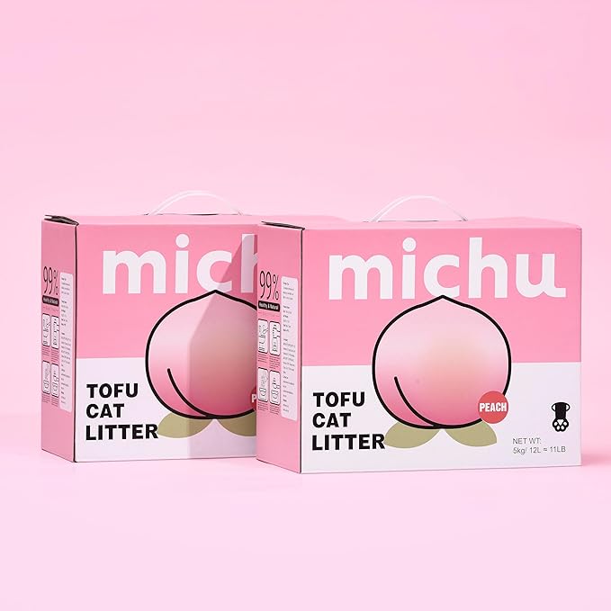 Tofu Cat Litter Gen3 – 100% Natural & Biodegradable Clumping Formula, Fast-Clumping, Odor-Control, Flushable, Low-Tracking, Dust-Free – Value Box, 2 Boxes=22 lb, Peach