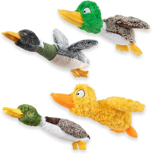 Best Pet Supplies Interactive Mallard Mates Dog Toy with Crinkle and Squeaky Enrichment for Small and Medium Breed, Cute and Plush - 3 Ducks (Mystery Box), Medium