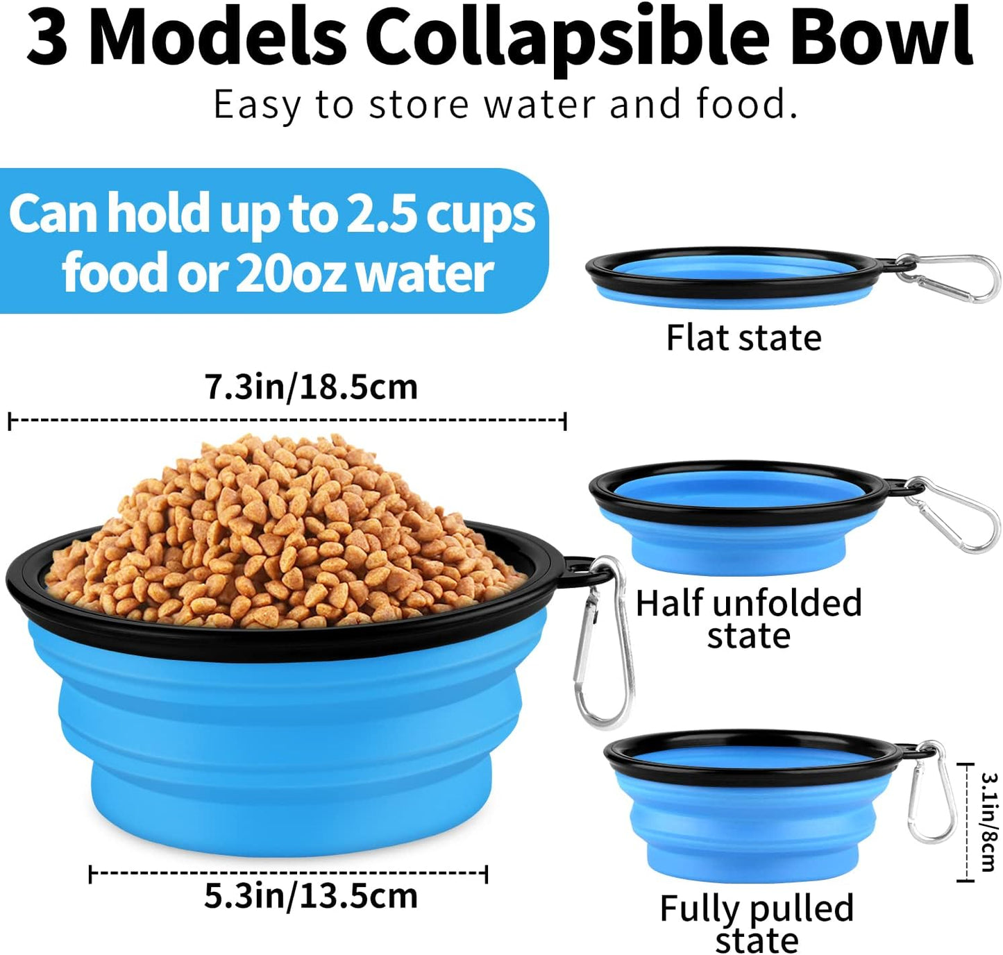 Collapsible Dog Bowl, Lightweight and Portable, Ideal for Travel, Hiking, Camping, and Everyday Use