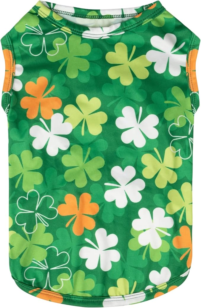 CuteBone Dog Shirts 2-Pack St.Patrick's Day & Easter Soft Pet Clothes Breathable Summer Vest for Small Puppy and Stretchy Cat Apparel 2BX12L
