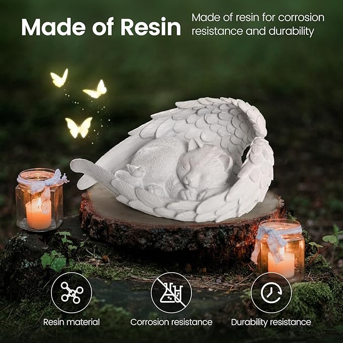 Cat Memorial Stone for Outdoor, Pet Memorial Stones for Cats with Personalized Engraving, Weather-Resistant Garden Stone for Backyard & Memorial Garden to Forever Loved Cats(White)