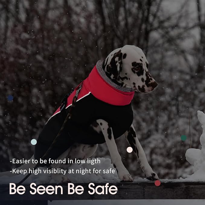 IECOii Extra Warm Dog Coat - Reflective Adjustable Jacket With Buckle Fleece Turtleneck for Cold Weather - Soft Winter Coat for Small Medium Extra Large Dogs