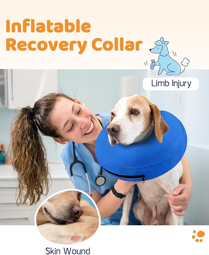 Supet Inflatable Dog Cone Collar for Small Dogs Puppies Cats, Soft Dog Cone Alternative After Surgery for Puppies Cats to Stop Licking