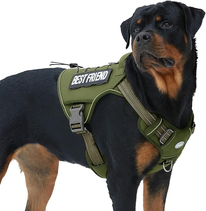 AUROTH Tactical Dog Harness for Large Dogs No Pull Adjustable Pet Harness Reflective K9 Working Training Easy Control Pet Vest Military Service Dog Harnesses