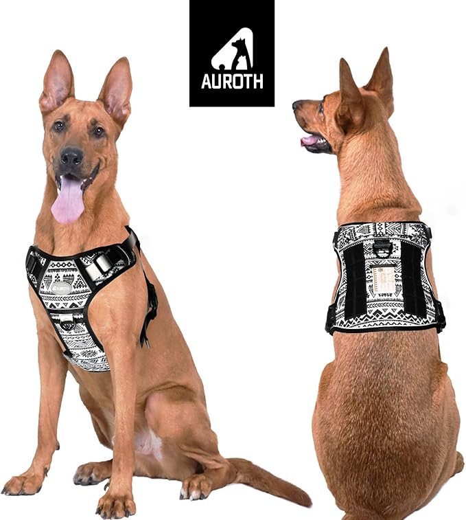 AUROTH Tactical Dog Harness for Large Dogs No Pull Adjustable Pet Harness Reflective K12 Working Training Easy Control Pet Vest Military Service Dog Harnesses