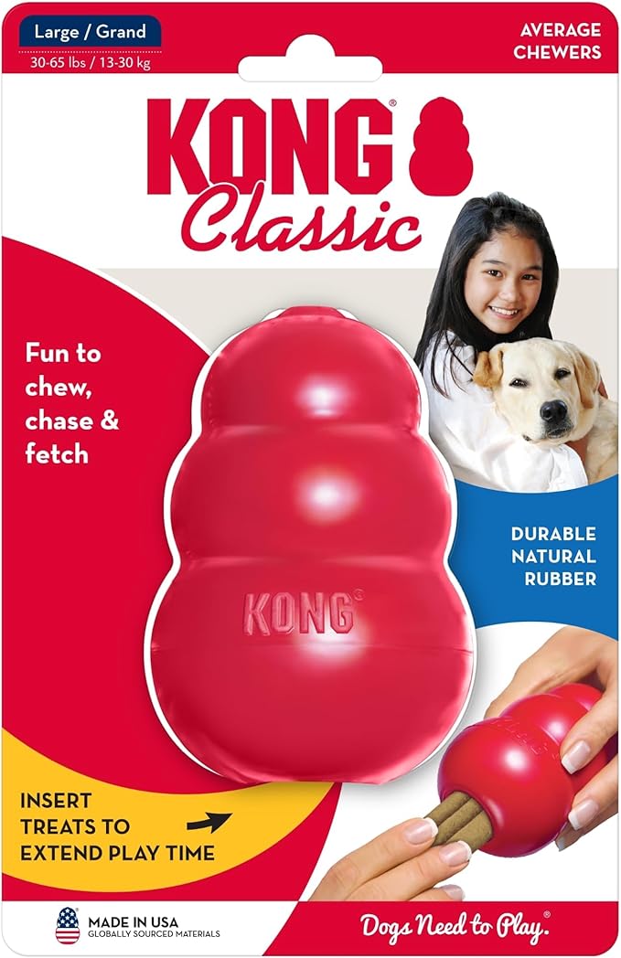 KONG Classic Stuffable Dog Toy - Fetch & Chew Toy for Dogs - Treat-Filling Capabilities & Erratic Bounce for Extended Play Time - Durable Natural Rubber Material - for Large Dogs (Pack of 2)