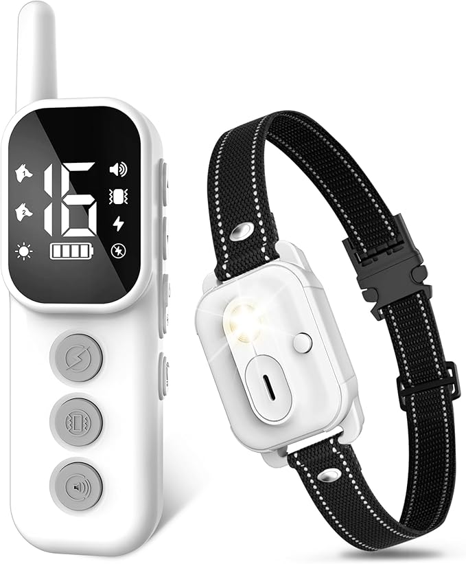 Dog Shock Collar,3300FT Dog Training Collar with Remote,IPX7 Waterproof Rechargeable Dog e-Collar with Beep,Vibration,Safe Shock,LED Light, Shock Lock for Small,Medium,Large Dogs (8-150 lbs)