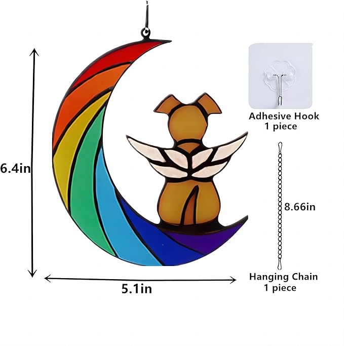 Dog Memorial Gifts, Death Sympathy Gift for Loss of Dogs, Rainbow Bridge Pet Passing Away Pet Memorial Sun Catcher Gifts