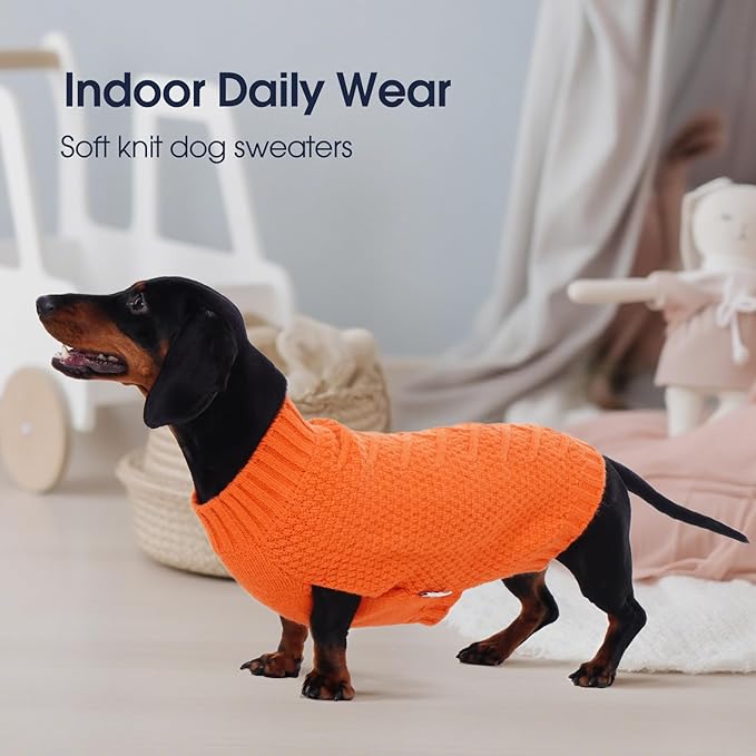 IECOii Big Dog Sweater - Extra Large Dog Sweater for Cold Weather, Orange, 4XL for Doberman & Great Dane