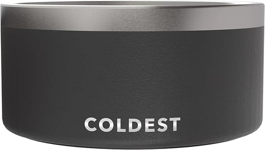 Coldest Dog Bowl - Anti Rust Metal, Non Slip, 3 Layers Insulated Stainless Steel Dog Bowls - Spill Proof & Heavy Duty - Water Bowl for Dogs, Cats & Pets, Dish Washer Safe (200 oz, Stealth Black)