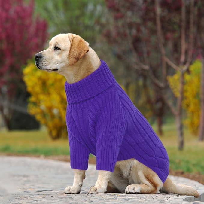 Large Breed Dog Sweaters, Warm Winter Fall Dog Sweaters for Dog Girls Boys, Turtleneck Dog Knitwear,Doggie Christmas Sweater,Pet Sweatshirt Clothes Outfit Knit Great Dane,Doberman(Purple XXXXL)