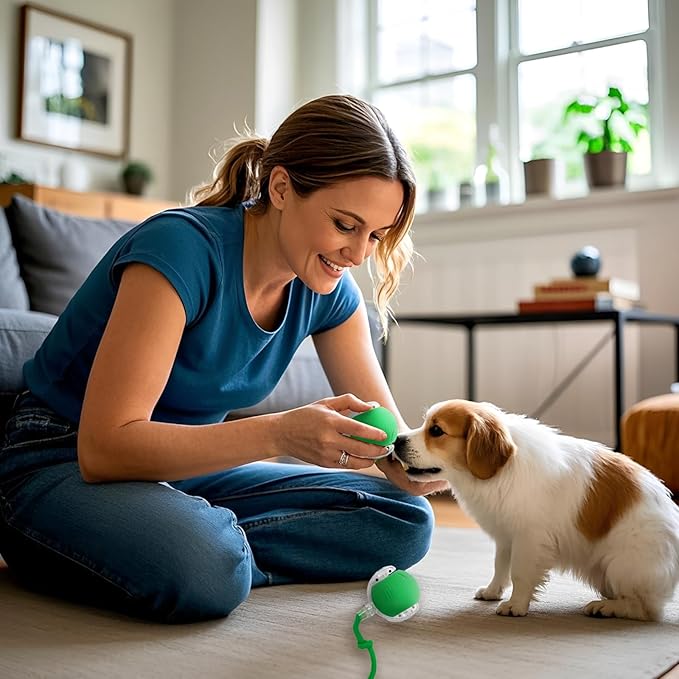 Interactive Rolling Cat Toys Balls, Automatic Cat Toy for Indoor Cats Interactive Balls Pet Moving Ball Interactive, Kitten Toys Moving Cat Toy Automatic Rolling for Dogs USB Rechargeable(Green)