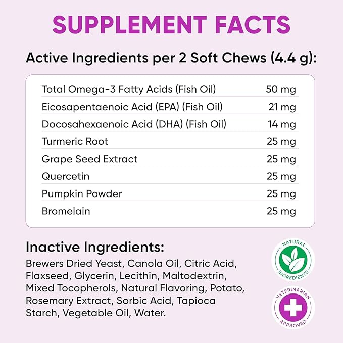 Dog Allergy Relief Chews - Omega 3 Fish Oil Skin & Coat - Itchy Skin Support Supplement - Anti Itch Immune Treats - Seasonal and Food Allergy Chews for Shedding, Hot Spot, Ears