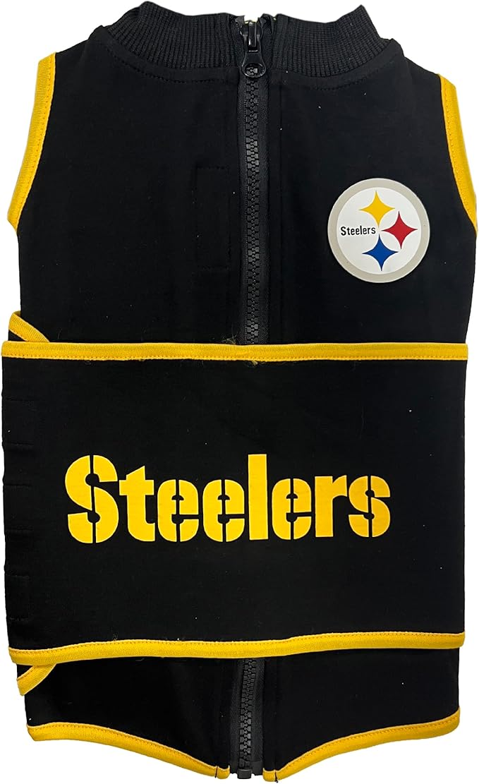 NFL Pittsburgh Steelers Dog Anxiety Shirt Calming Soothing Solution Vest for Dogs/Cats with Anxiety, Fears, Fireworks, Loud Noises, Dark, Lonely Keeps Dogs Calm Feeling Safe, Relaxing Jacket, X-Small
