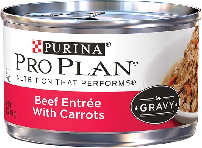 Purina Pro Plan High Protein Cat Food Wet Gravy, Beef and Carrots Entree - (Pack of 24) 3 oz. Pull-Top Cans