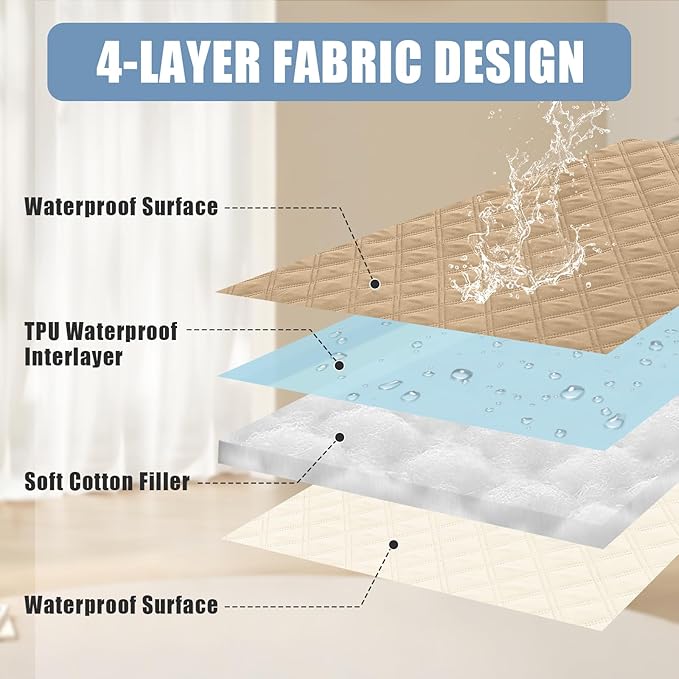 Smiry Waterproof Dog Bed Cover Pet Blanket, Soft Washable Dog Blanket for Furniture Bed Couch Sofa Reversible, Checkered (30"x53", Camel/Beige)