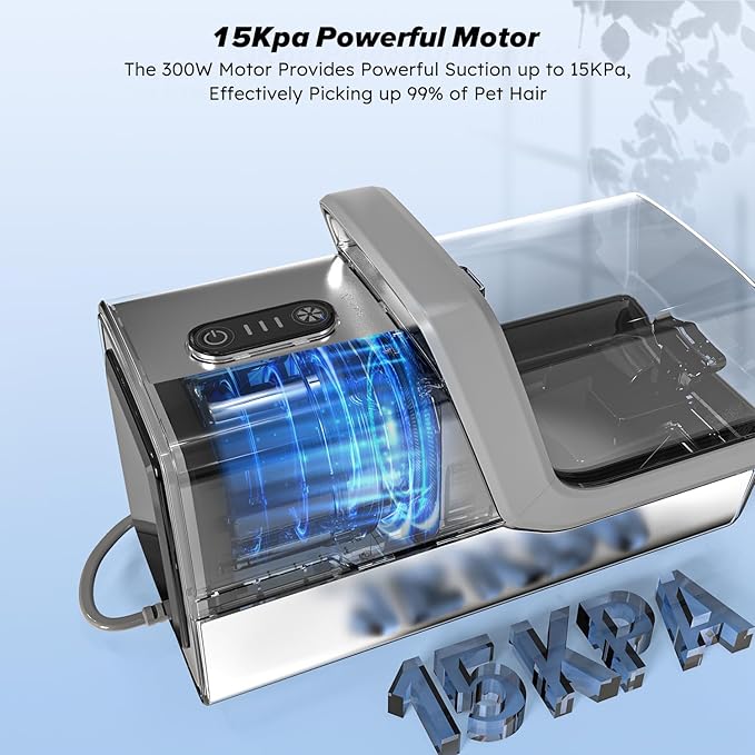 Dog Grooming Kit, Multi-Functional Hair Trimmer & Vacuum, 15KPa Powerful Suction, Stainless Steel, Low Noise, Adjustable Settings, Easy to Clean, Includes Clippers, Brush, Nail Trimmer