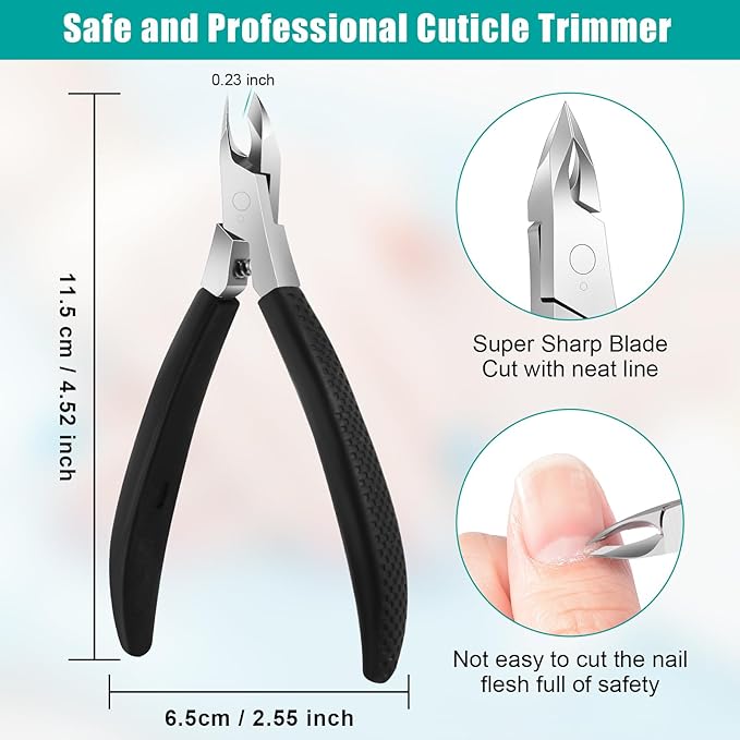 Cuticle Trimmer,4mm Jaw Extremely Sharp,Cuticle Clippers for Nails with Silicone handle, Non-Slip,Professional Steel Cuticle Cutter,Trimmer Dead Skin Remover Stainless Cuticle Remover Tool