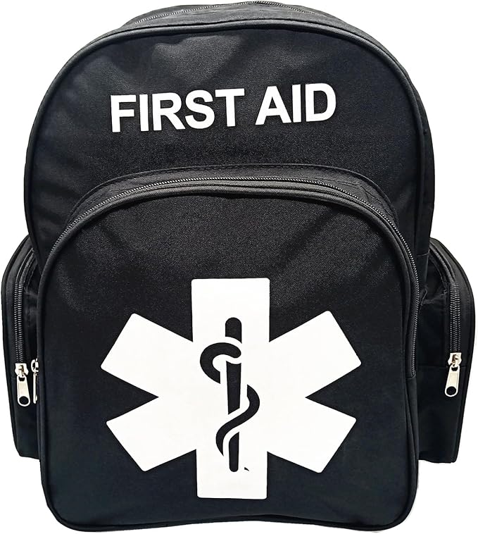 Red Emergency Backpack First Aid Bag Empty Medical First Aid Back Pack Treatment First Responder Trauma Bag for Camping Daycare Vacation Outdoors Pet Dog Cat Road Trip Cycling Riding (Black White)