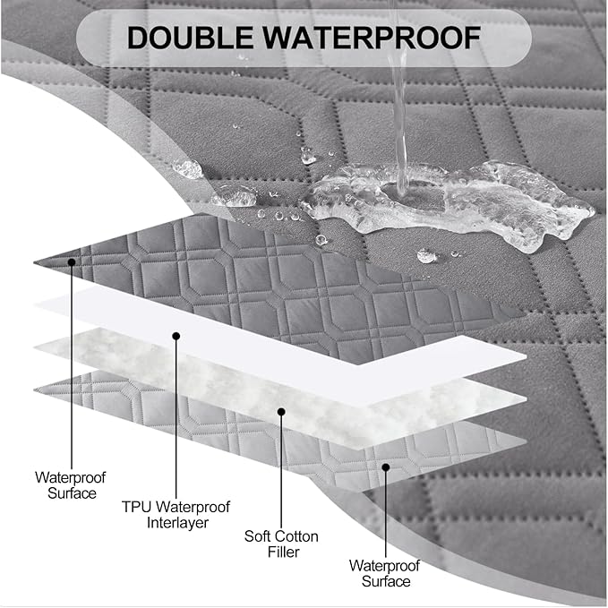 Smiry Waterproof Dog Blanket, 52x82 Inch Soft Pet Bed Cover Reversible, Washable Sofa Couch Furniture Protector for Small Medium Large Dog Puppy Cat, Geometric, Grey/Light Grey