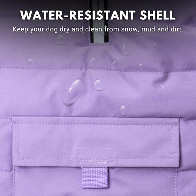 Spark Paws Dog Winter Jacket, Water-Resistant Coat, Warm Reflective Windproof Fleece-Interior, for Medium and Large Dogs - Lilac - 3XL