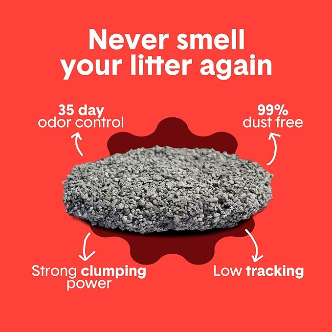 Boxie® Extra Strength 35 Day Odor Control Clumping Clay Cat & Kitty Litter 28lb, 99.9% Dust-Free, Probiotic Formula, Long-Lasting, Veterinarian Approved, Easy Scooping for Multi-Cat Homes