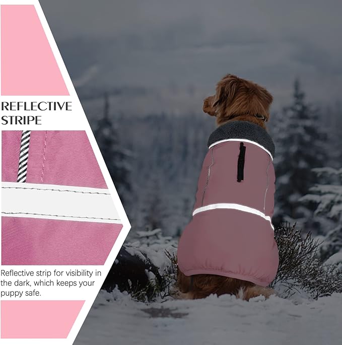 QBLEEV Warm Dog Coat Reflective Dog Jacket, Waterproof Dog Winter Coat Turtleneck Dog Clothes for Cold Weather, Thick Fleece Dog Snowsuit Christmas Dog Vest Pet Apparel for Small Medium Large Dogs 3XL