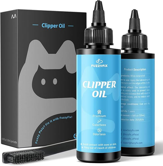 Professional Dog Clipper Oil for Grooming Blades, 2 Pack (2 x 120ml) Pet Lubricating Oil with Cleaning Brush Rust Protection