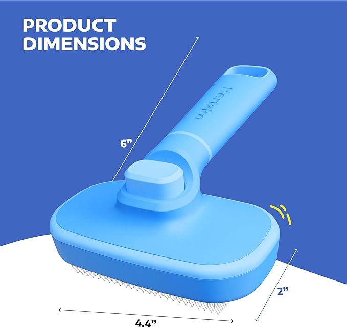 Hertzko Self Cleaning Slicker Brush for Cats & Dogs – Grooming Tool for Shedding Long & Short Hair – Retractable Bristles Pet Brush – Easy-Clean Cat & Dog Deshedding – Painless Detangling - Blue