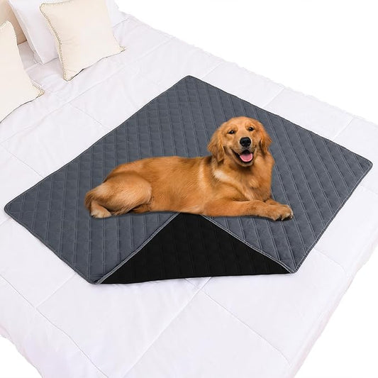 Smiry Waterproof Dog Bed Cover Pet Blanket, Soft Washable Dog Blanket for Furniture Bed Couch Sofa Reversible, Checkered (40"x50", Dark Grey/Black)