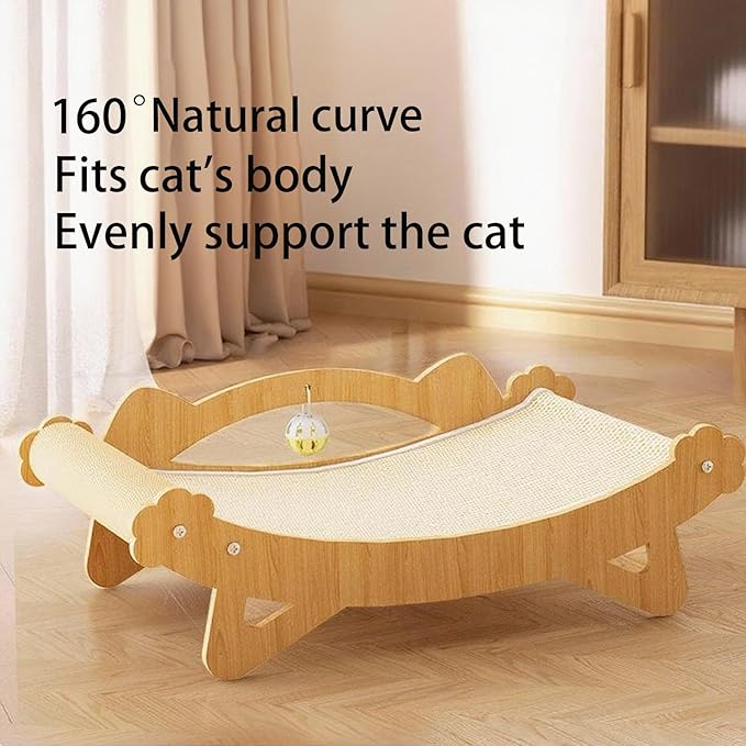 Sisal Cat Scratcher Bed for Indoor Cats Bed for Scratching Pad Cats Chair Nartural Sisal Cats Scratch Post Cats Scratcher Lounge ，Wooden Cat Furniture，Kittens Gifts
