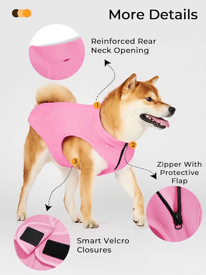 Haloumoning Dogs Fleece Coats Pet Jackets for Small and Medium Dogs Puppy Mock Neck Zipper Fall Winter Jacket