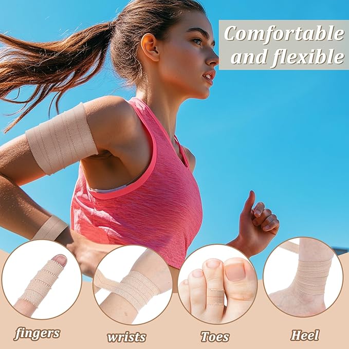 Tondiamo 8 Rolls Elastic Adhesive Bandage Tape Medical Bandage Wrap Athletic Sports Tape Flexible Stretch Skin Bandages Strips for Ankle, Knee, Wrist Sprains Animal Pets(1 Inch X 5 Yard)