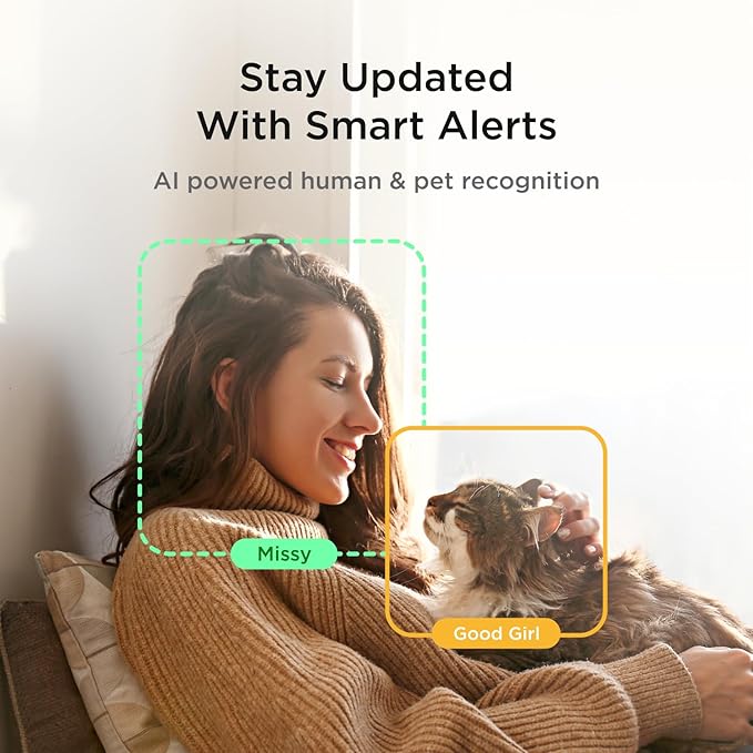 Petcube Cam 360 Camera Interactive WiFi Pet and Home Security Pan-Tilt Camera with Phone App, 1080p HD Video, 360° Rotation, Night Vision, AI Alerts