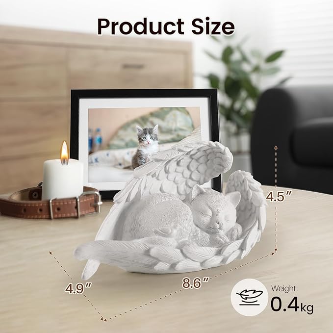 Cat Memorial Stone for Outdoor, Pet Memorial Stones for Cats with Personalized Engraving, Weather-Resistant Garden Stone for Backyard & Memorial Garden to Forever Loved Cats(White)