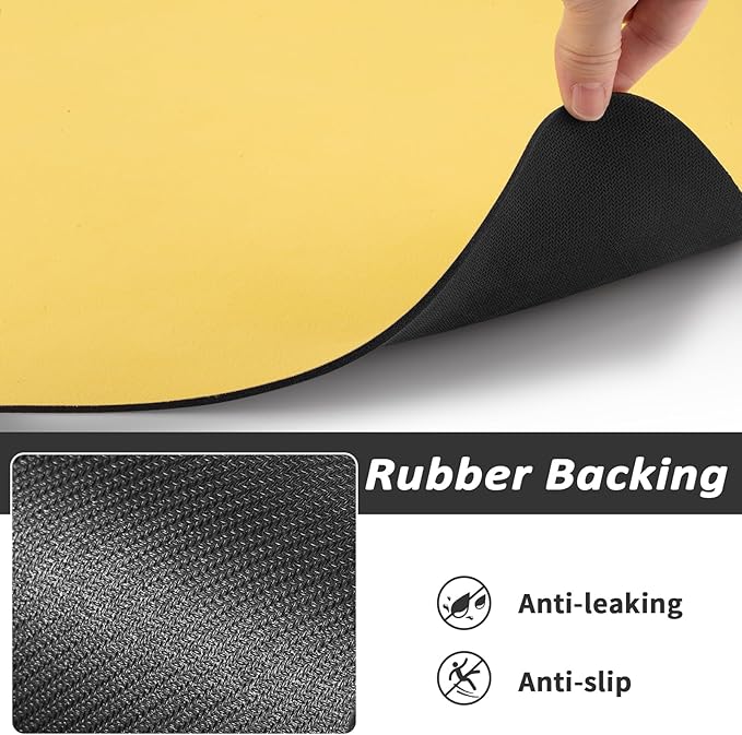 Pet Feeding Mat - Absorbent Dog Mat for Food and Water, No Stains Cat Bowl Mat, Easy to Clean Pet Placemats, Quick Dry Dog Water Dispenser Mat for Messy Drinkers | Paw Yellow 18"x 28"