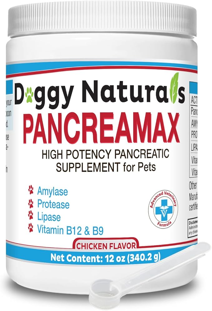 PancreaMax 10x Pancreatic Enzymes for Dogs and Cats (12 oz) Powder (Made in U.S.A). Pancreatin 10X for Dogs and Cats Contain Pancreatic Enzyme, High Strength, Low Odor.(10x Porcine Pancreatin)