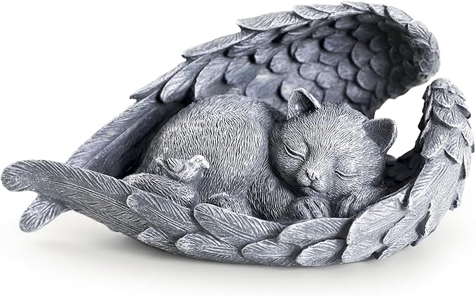 Cat Memorial Stone for Outdoor, Pet Memorial Stones for Cats with Personalized Engraving, Weather-Resistant Garden Stone for Backyard & Memorial Garden to Forever Loved Cats (Gray)