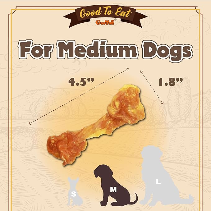 Gootoe Turkey Tendon Dog Treats, Bone (M) 3.17 oz, USA-Sourced Turkey Tendon, Natural Snack, Premium Puppy Chews, Hypoallergenic, Reseal Value Bags, Sizes for Medium Dogs