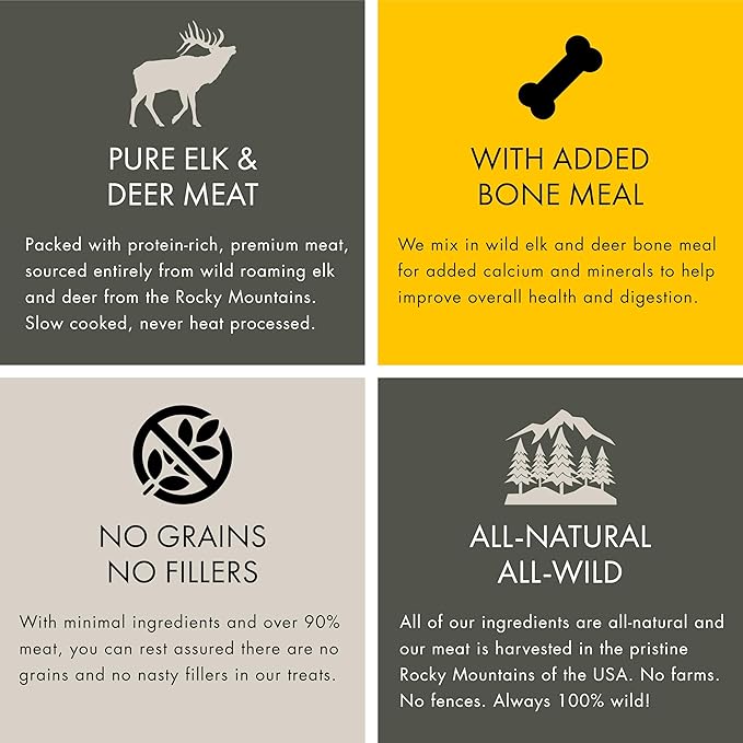 Training Treats for Dogs & Puppies – Elk & Venison Protein Puppy & Dog Treat – High Value, All-Natural, No Fillers, Grain-Free, No Artificial Preservatives – 4oz, 3 Bags