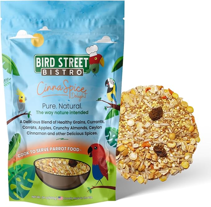 Parrot Food - Parakeet & Cockatiel Food - Cooks in 3-15 min with Natural & Organic Grains, Legumes, Non-GMO Fruits, Vegetables & Health Spices