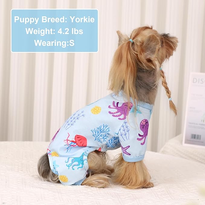 Dog Pajamas for Small Dogs Boy Girl, Dog Clothes Tiny Chihuahua Yorkie Spring Summer Shirt, Cute Puppy Outfit Pjs Jumpsuit Cat Onesie Apparel Pet Clothes