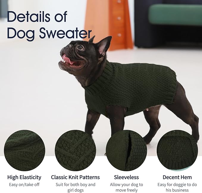IECOii Great Dane Sweater,5XL Dog Sweater for Extra Large Dogs Breed,XXXXXL Dog Sweaters Christmas Outfit,Thick Warm Dog Winter Sweater for Male Female Dogs,Pullover Big Dog Sweater,Army-Green-5XL