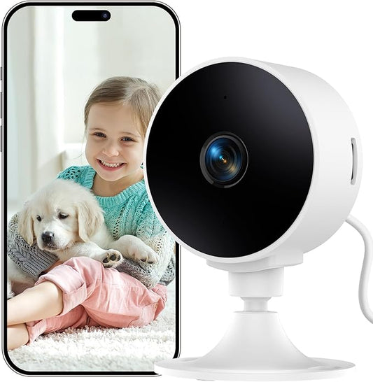 Security Camera Indoor 2K 3MP, Pet & Baby Monitor WiFi Camera with Motion & Sound Detection, Real-Time Alert, Two-Way Audio, Works with Alexa & Google Assistant, Supports 256G SD&Cloud, 2.4GHz
