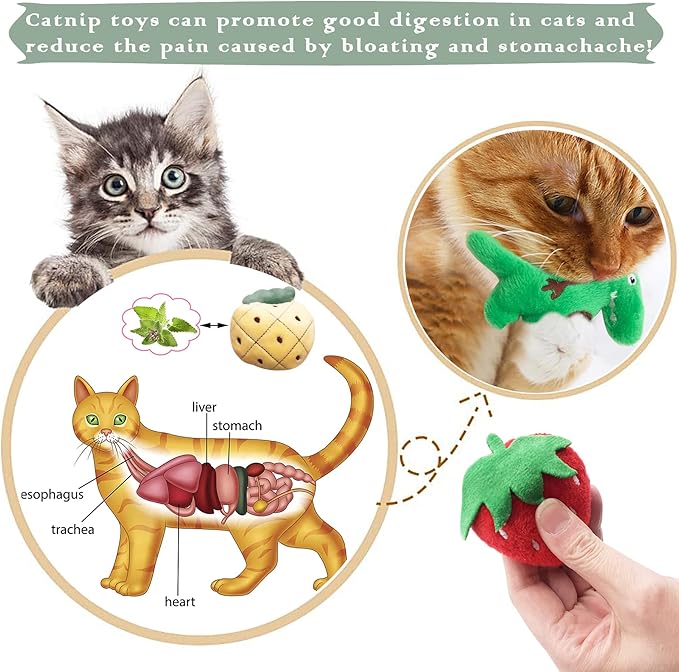 10 Pcs Catnip Toys for Indoor Cats Xmas Interactive Plush Stuffed Kitten Chew Bite Toys Kitty Cat