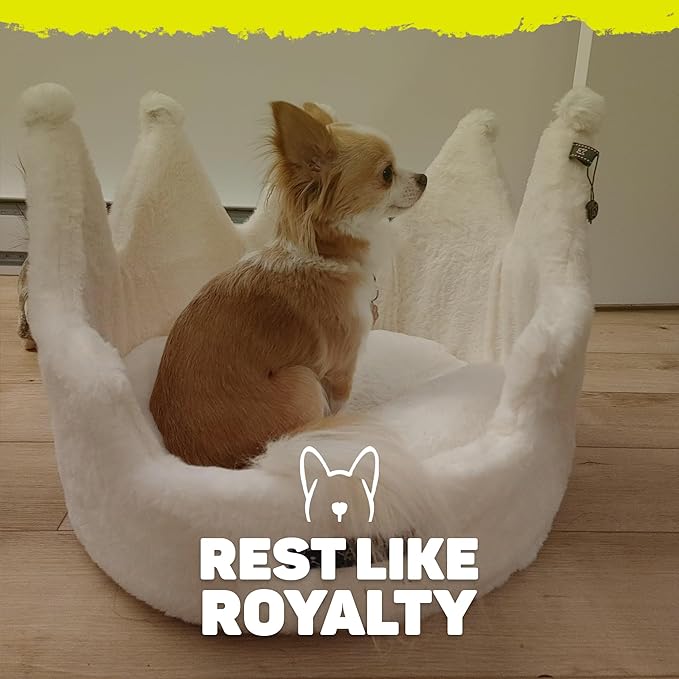 NANDOG Pet Gear Crown Cozy Round Dog and Cat Bed Collection Washable Indoor Pet Bed for Small Breeds -Soft Bed Fits in Crate or Kennel - Made of Ultra Soft Micro-Plush Material (Ivory Cloud)