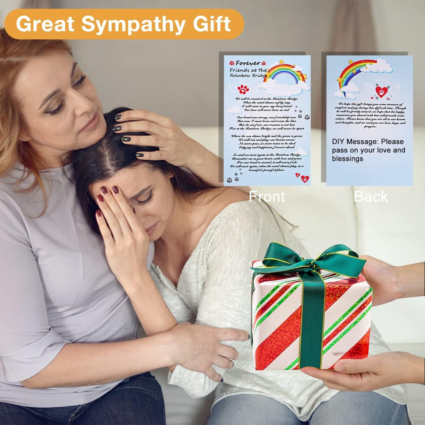 Solar Pet Memorial Wind Chime, Dog Memorial Gifts for Loss of Dog, Rainbow Bridge Pet Memorial Gifts, Loss of Dog Sympathy Gift, in Memory of Dog, 6 LED Tubes Color Changing Rainbow, 33"